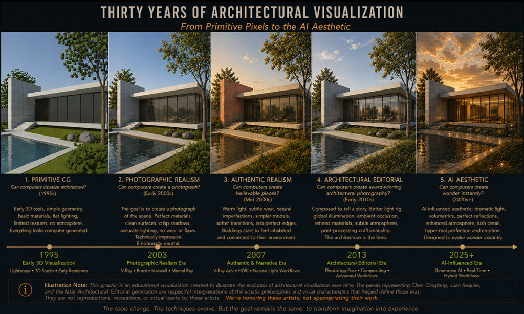Thirty Years of Architectural Visualization progression of rendering 01